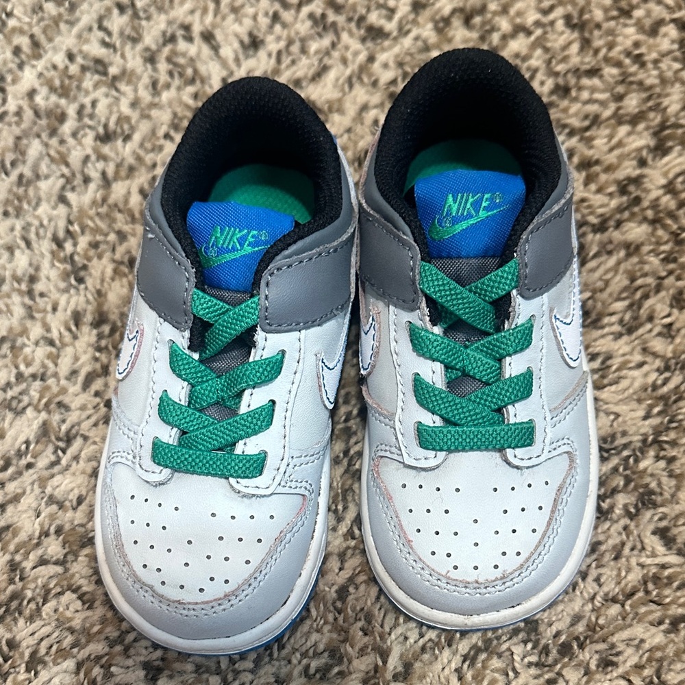 Nike Kids' White and Green Sneakers